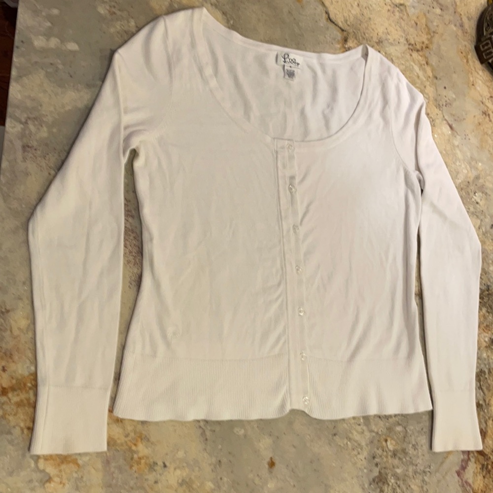 White Lily Pulitzer Buttoned Sweater